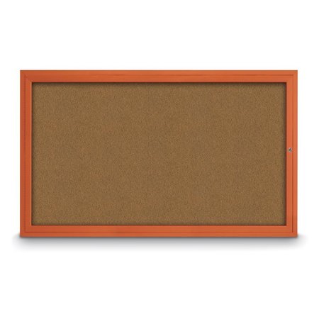 Slim Enclosed Corkboard, 24x36, Bronze Alum Frame/Cinnabar